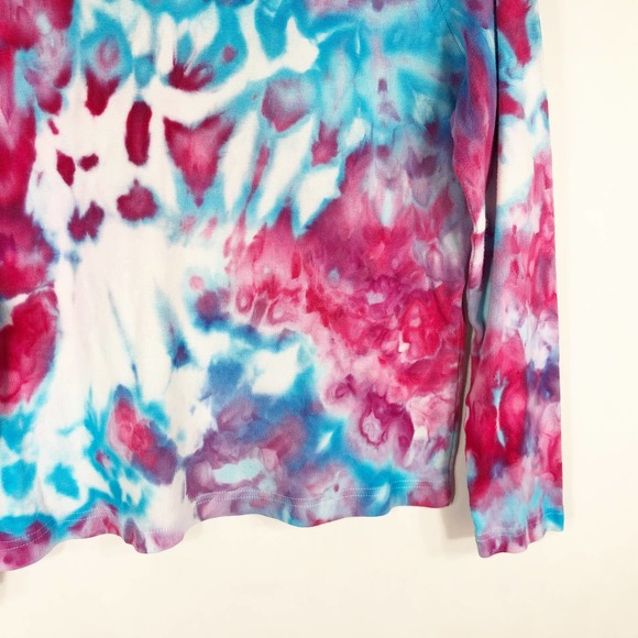 Unicorn Farm Kim Rogers Medium MP Top Turtleneck Tie Dye Handmade Pink Blue 451 - Picture 4 of 10